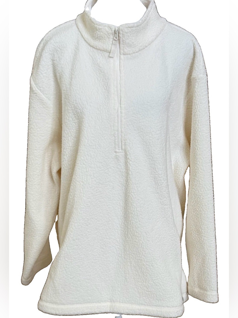 T by Talbots Ivory Fleece 1/2 Zip Mock Neck Pullover Sweatshirt Women’s Plus 2X